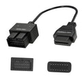 OBD1 to OBD2 adapter cable with 20-pin and 16-pin diagnostic plugs, black