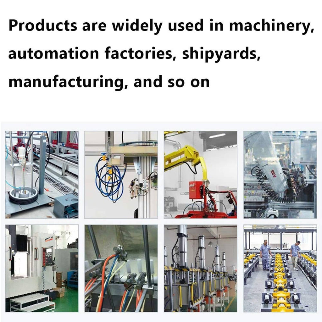 Industrial automation machinery with pneumatic tubing and connected lines in workshop