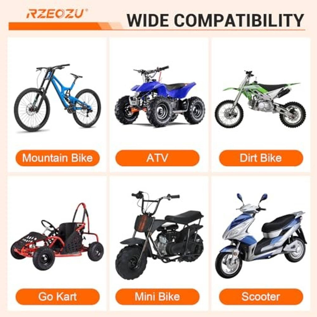 Motorcycle chain breaker tool compatibility chart with mountain bike, ATV, and dirt bike icons