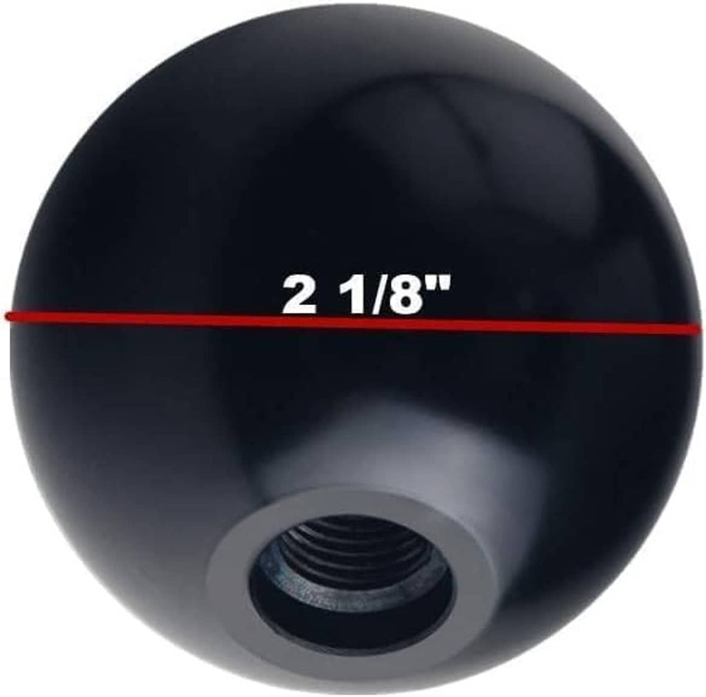 Black shift knob with 2 1/8 in marking and threaded insert opening