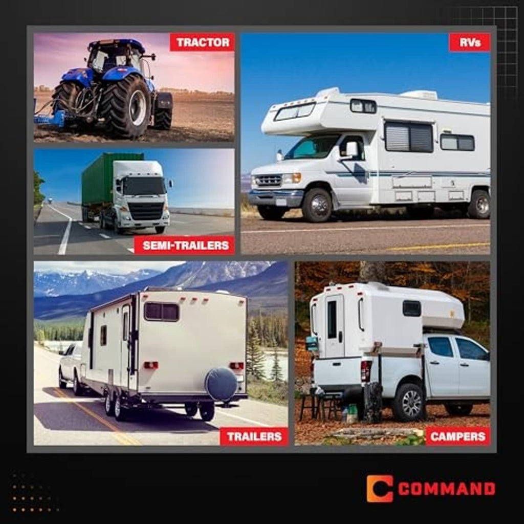 C COMMAND LED lighting system for tractors, RVs, trailers, and campers (collage)