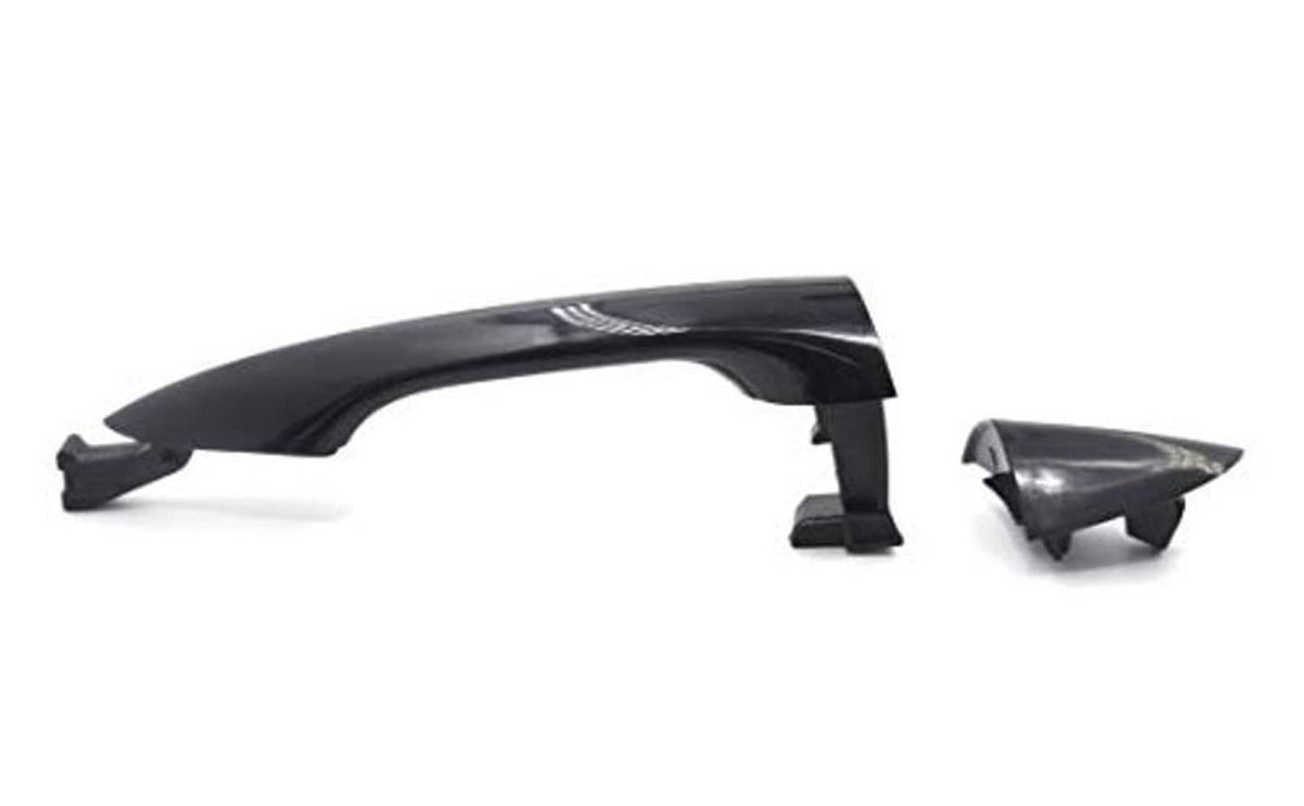 Primed black front passenger door handle with separate side trim pieces