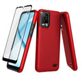 Red non-slip textured phone case with clear screen protector and camera cutout