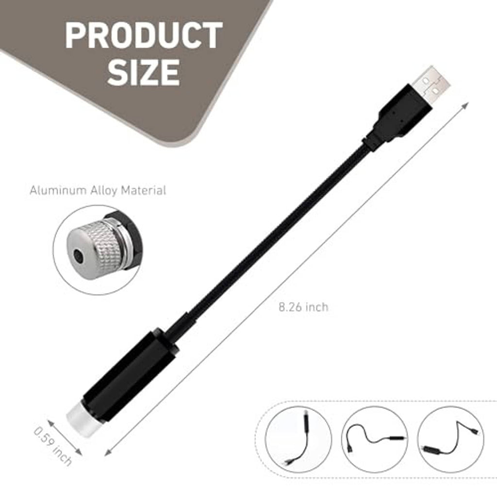 Black USB starlight projector night light cable with compact cylindrical white tip