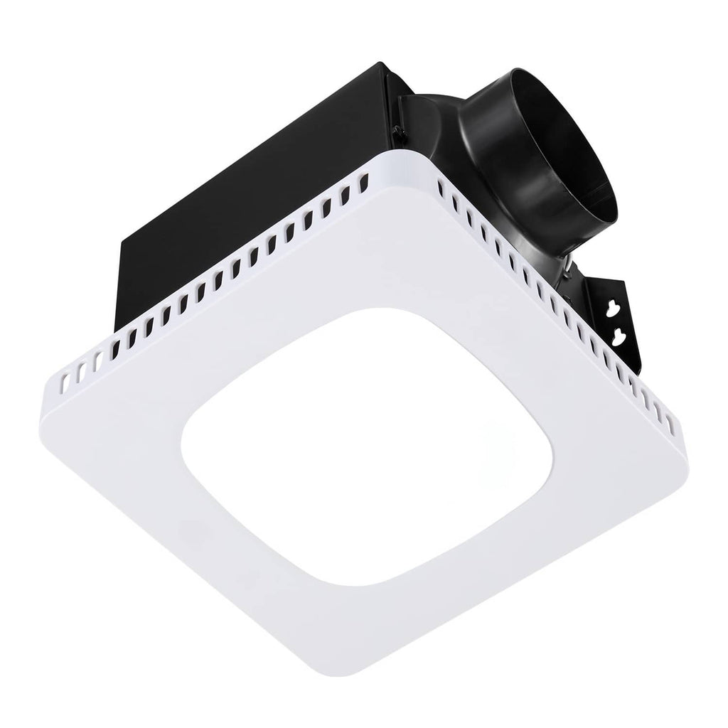 Uimoso ceiling ventilation fan with LED, white housing and round duct outlet