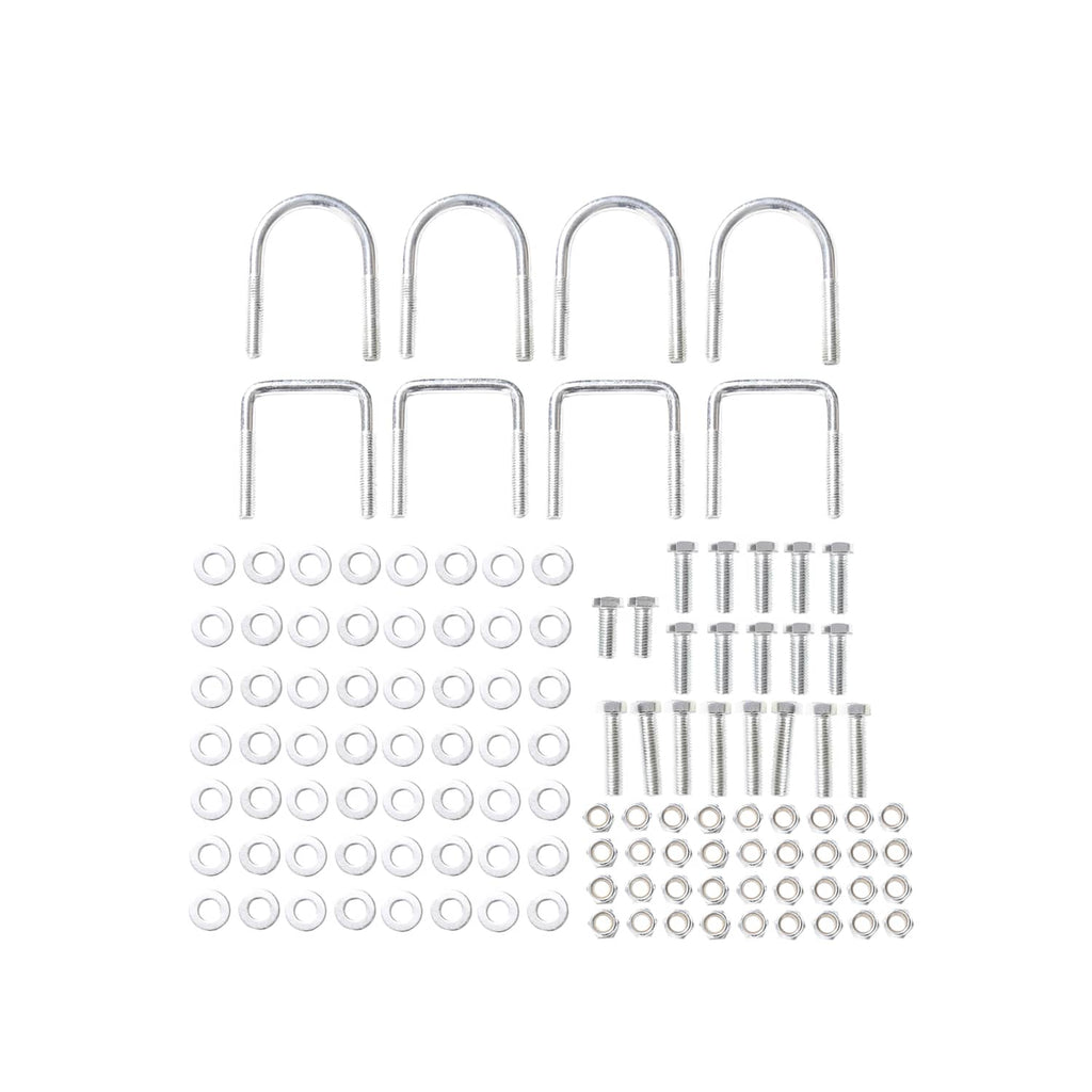Hardware set: chrome U-bolts, washers, and bolts for lift kit installation