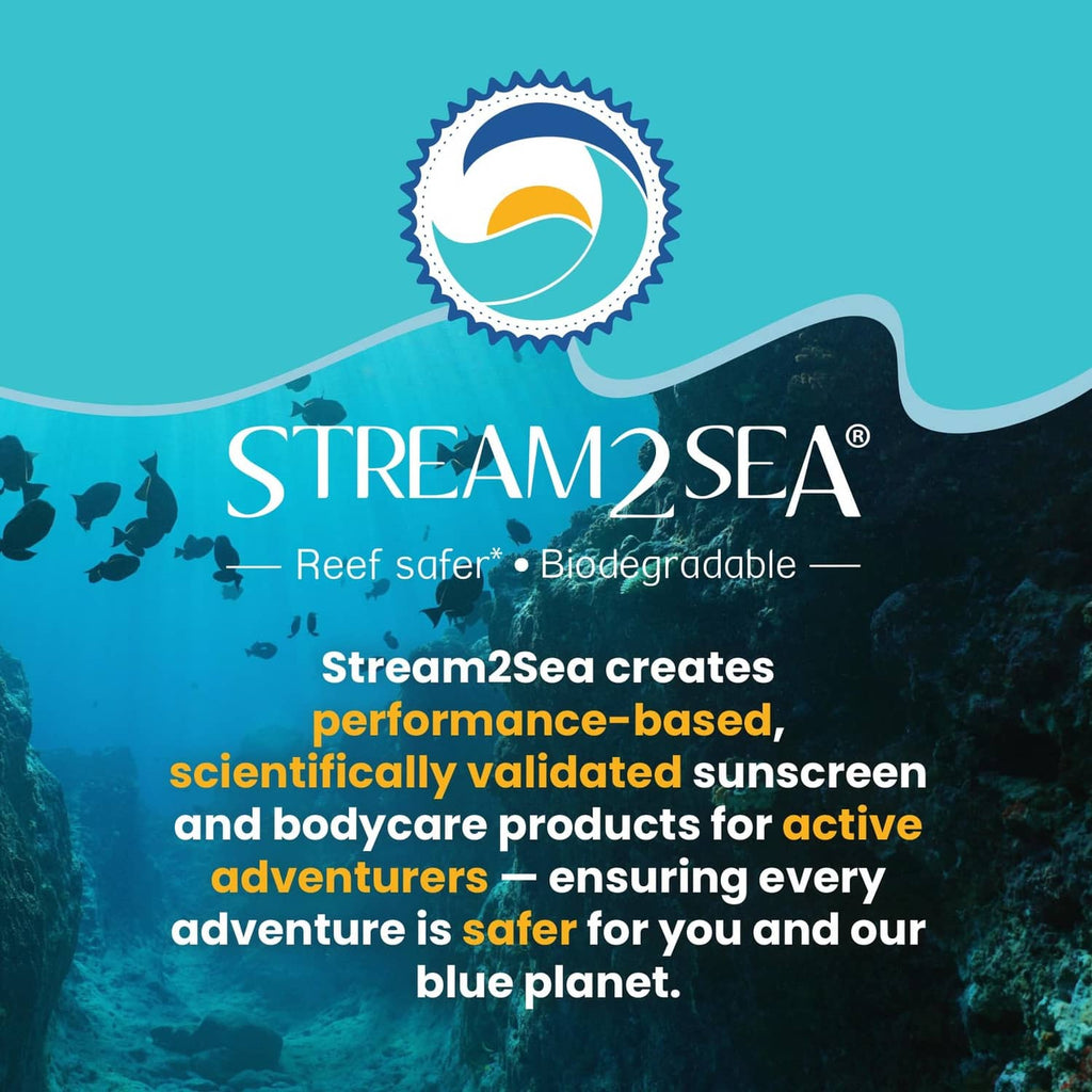 Stream2Sea mask defog spray bottle shown with reef-safe branding