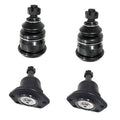 4-piece front lower ball joint kit, black rubber boots and metal ball studs (2 pairs)