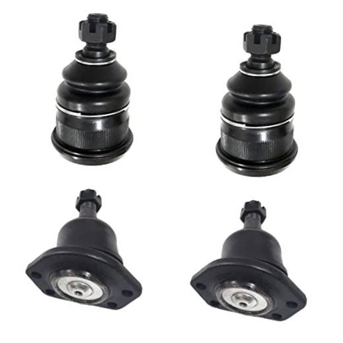 4-piece front lower ball joint kit, black rubber boots and metal ball studs (2 pairs)