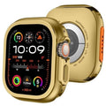 Gold 49mm metal Apple Watch case with open view for screen and side button cutouts