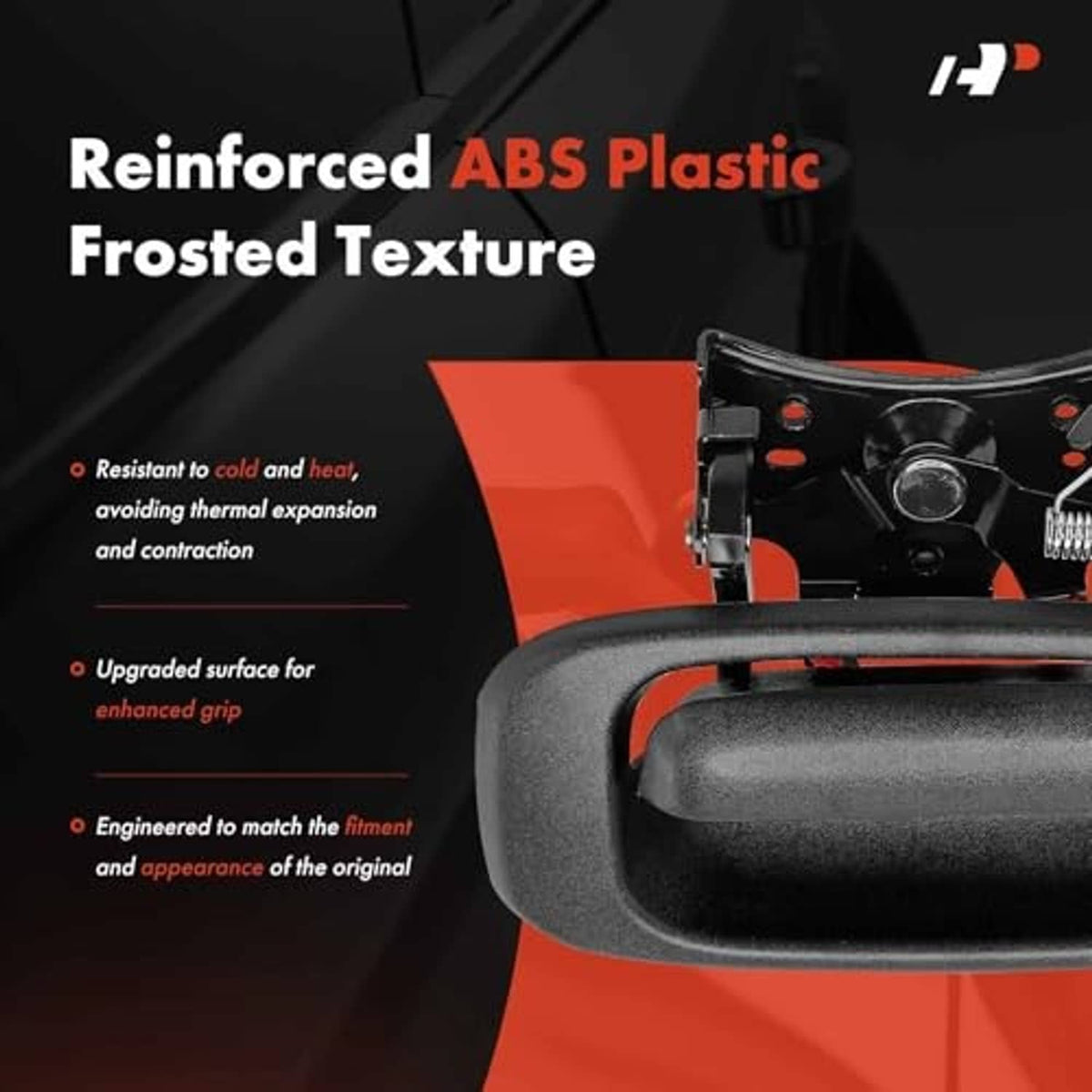 Frosted textured black tailgate handle with reinforced ABS housing