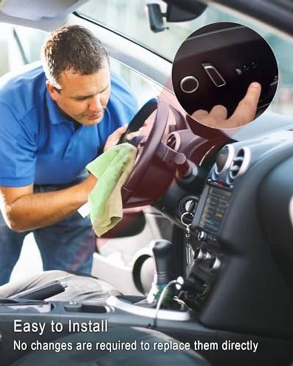 Black seat adjustment button inset shown while installing in the vehicle.