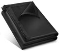Black waterproof tarp cover, 5x5 ft, folded with reinforced edge seams
