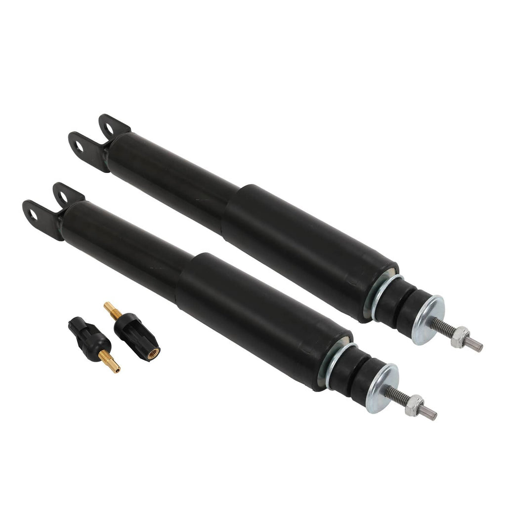 Front air shock absorber set, black cylinders with mounting eye brackets and chrome rods