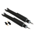 Front air shock absorber set, black cylinders with mounting eye brackets and chrome rods