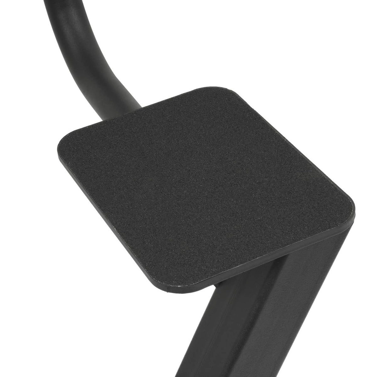 Anti-slip top step pad on black boat trailer ladder handle