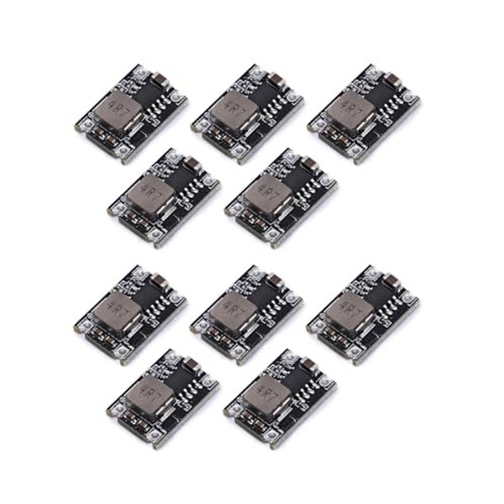 Mini DCDC step-down converter boards, black PCBs with regulator chip, multiple units