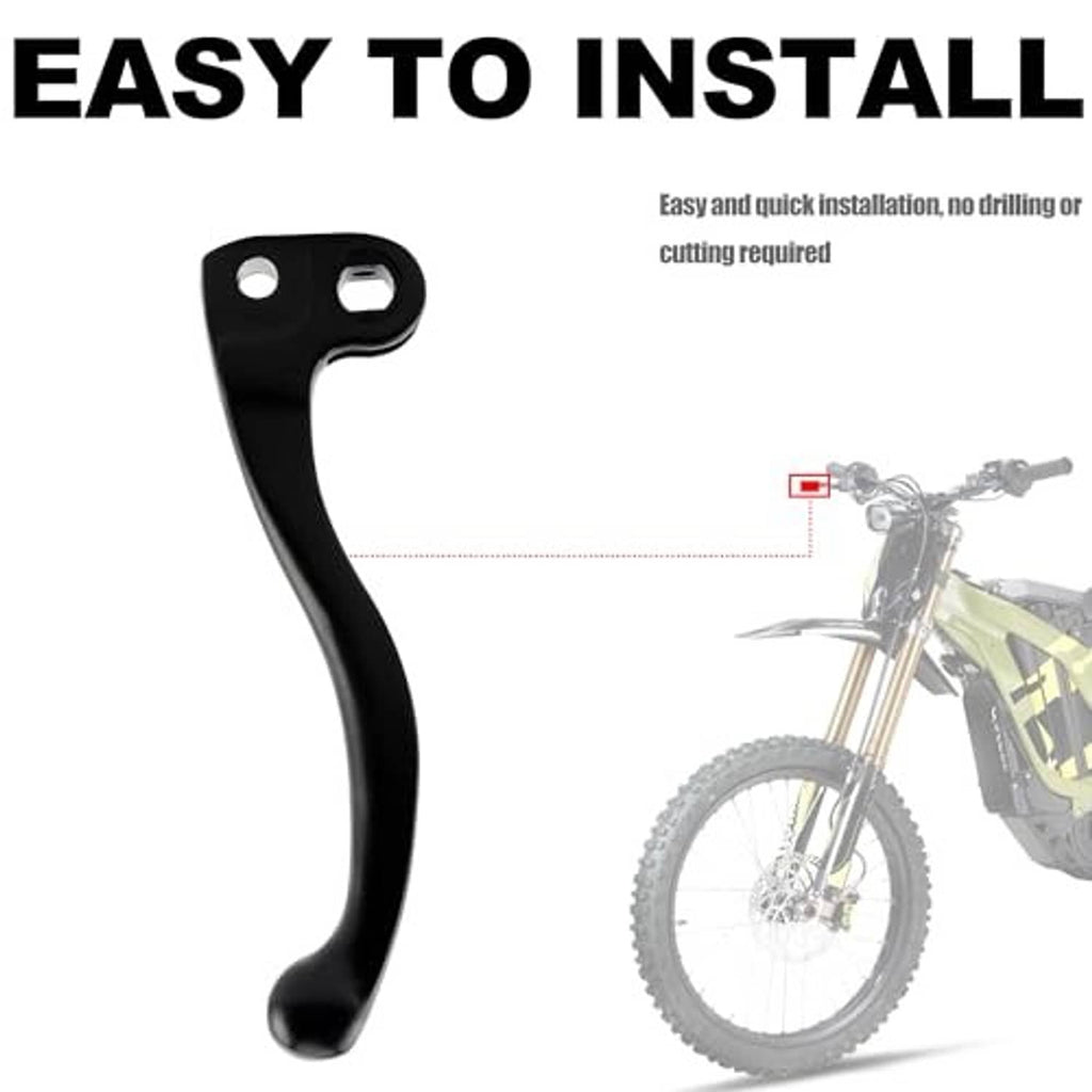 Black brake lever with mounting plate and curved handle for easy replacement
