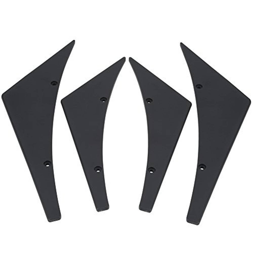 Four black front bumper canard fins with predrilled mounting holes