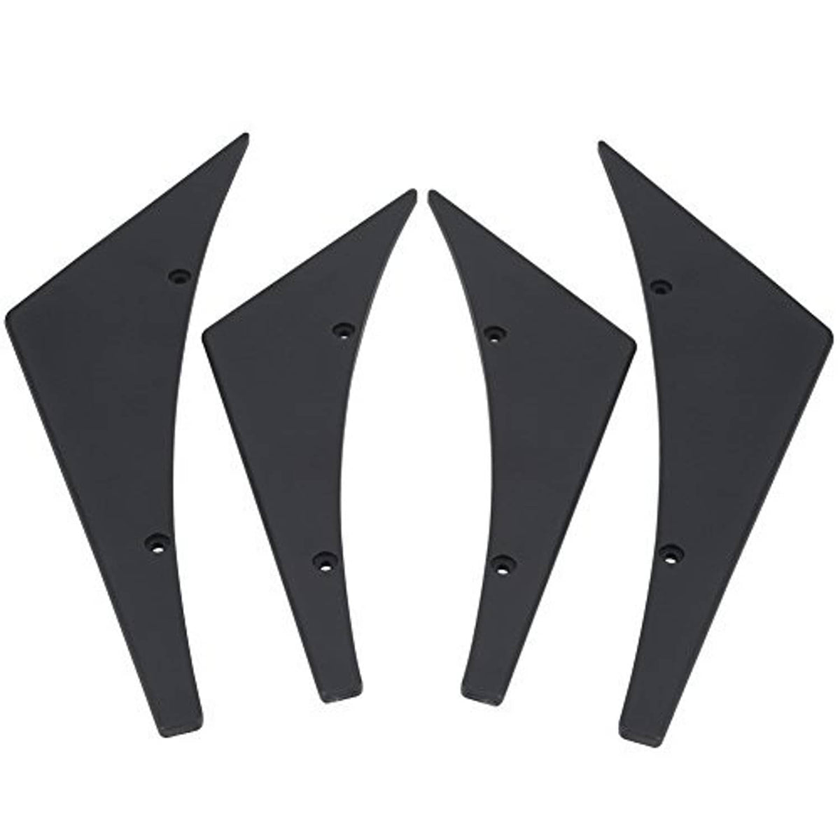 Four black front bumper canard fins with predrilled mounting holes