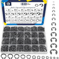 Black C and E clip assortment box with assorted metal clips in compartments