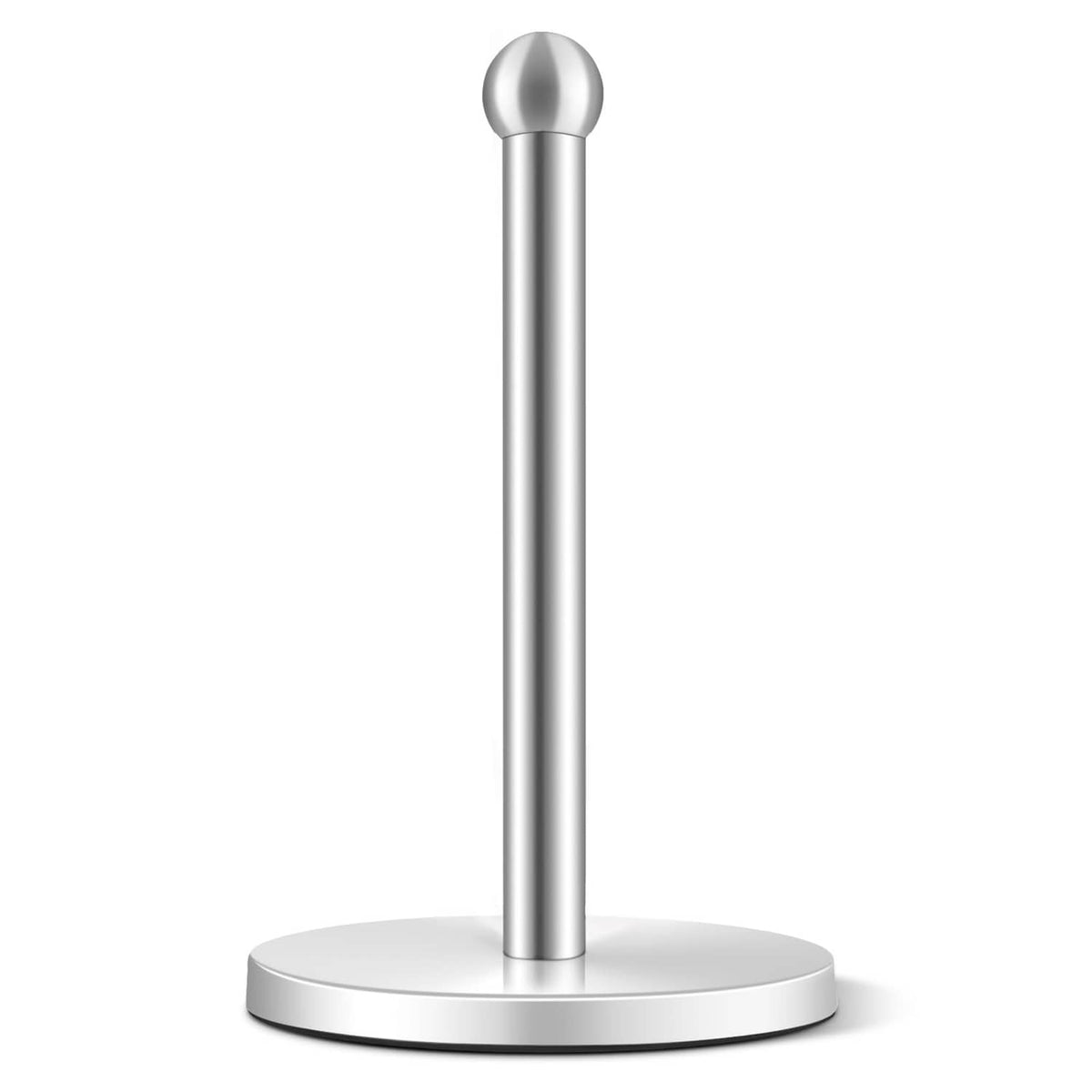 Silver countertop paper towel holder stand with round base