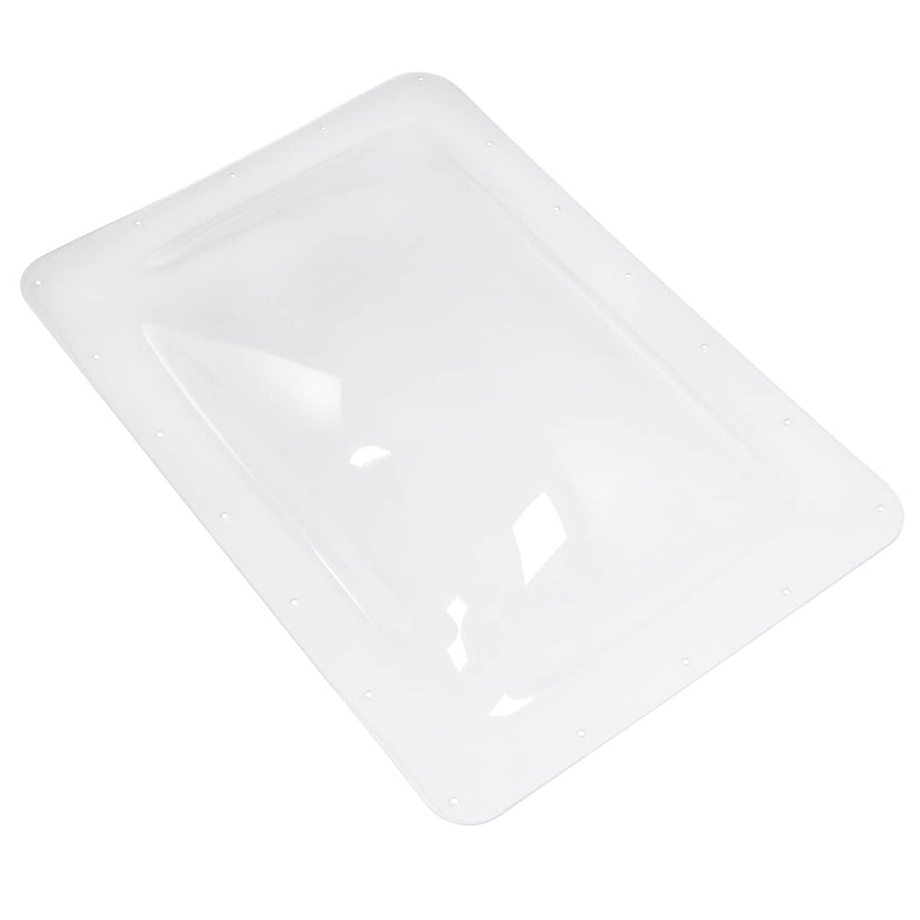 Clear plastic dome-bubble skylight cover, rectangular panel with small mounting holes