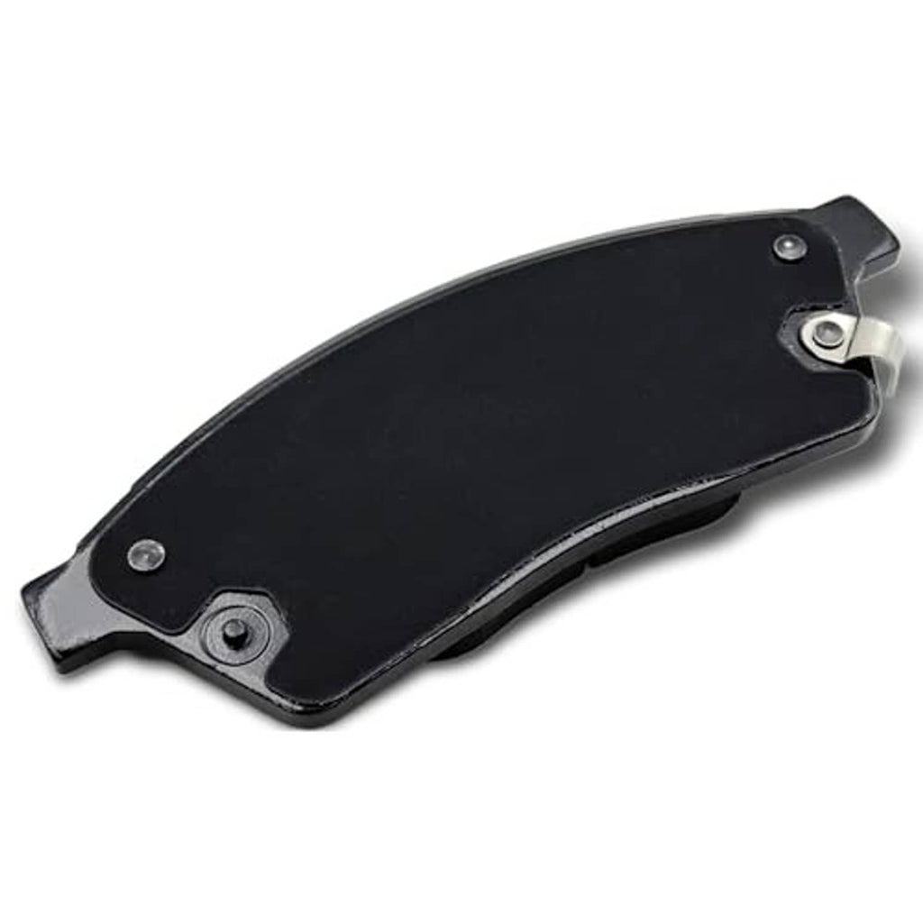 Ceramic brake pad, black coated backplate with mounting holes and metal ends