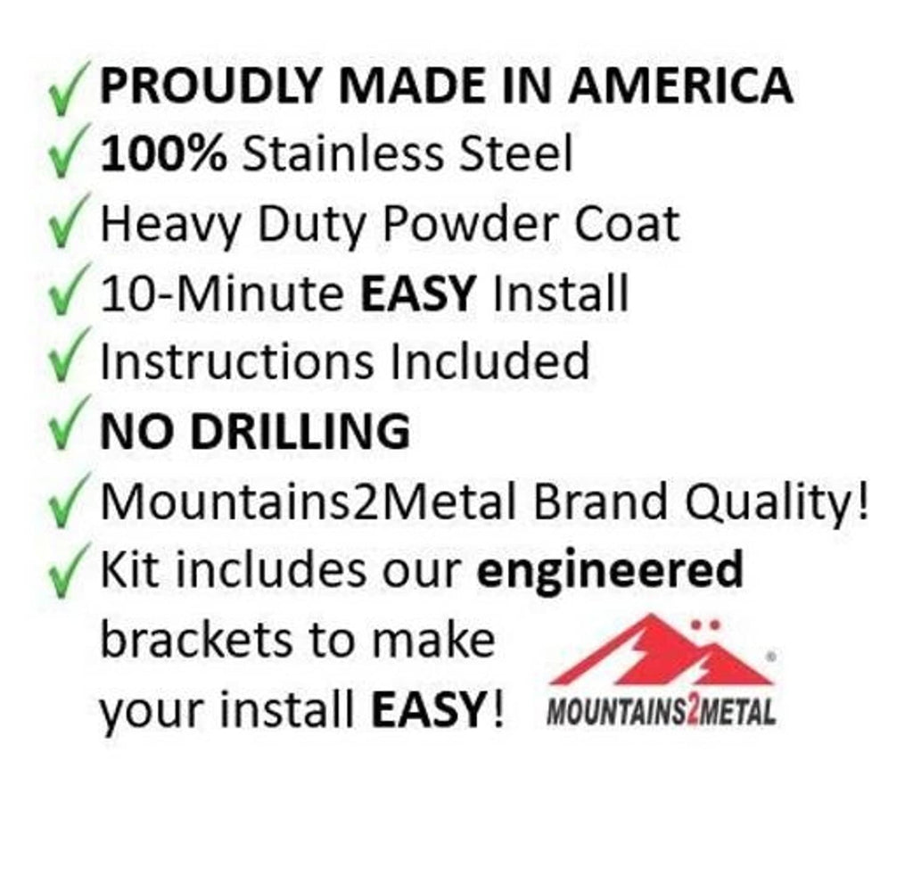 Mountains2Metal bumper grille kit: 100% stainless steel, powder coat, easy install, no drilling