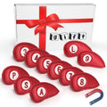 Red magnetic golf iron headcovers set, round teardrop covers with numbered embroidery