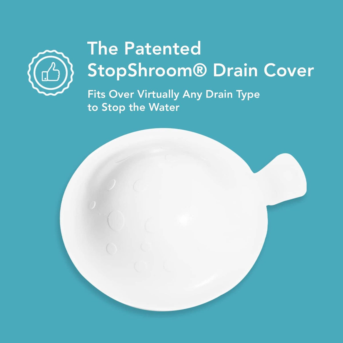 White mushroom-shaped silicone drain cover plug with small side handle