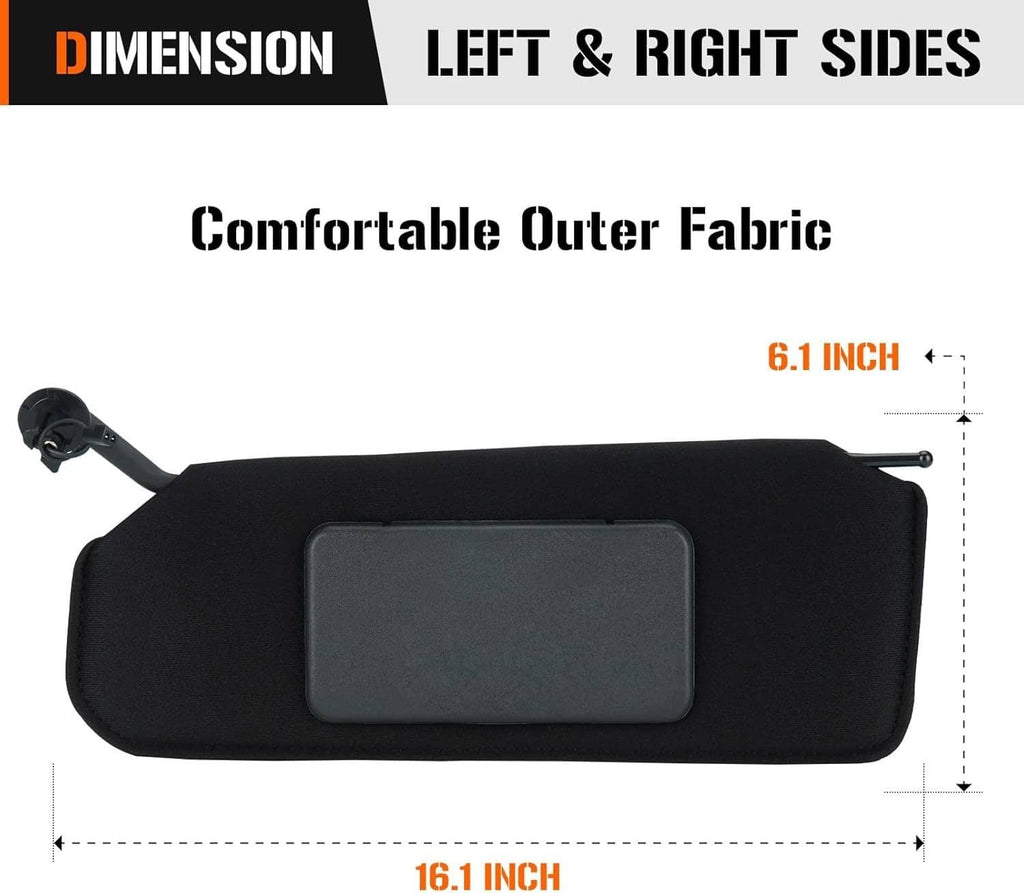 Black sun visor with centered tinted window and LED light bars, open