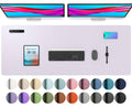 Lavender PU leather desk pad protector, large rectangular desk mat for work surfaces