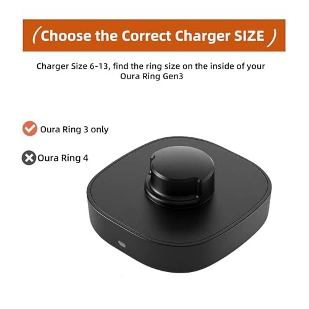 Black Oura Gen3 charging dock base with metal ring charging slot