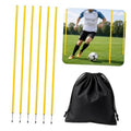 6 yellow soccer agility training poles set with black carry bag