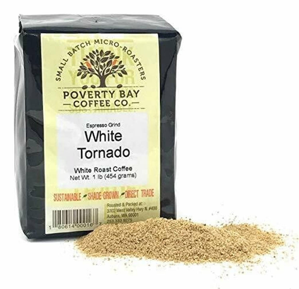Poverty Bay Coffee Co. White Tornado espresso grind coffee bag, 1 lb