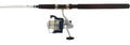 Fishing rod and spinning reel combo with white/blue reel and dark rod handle