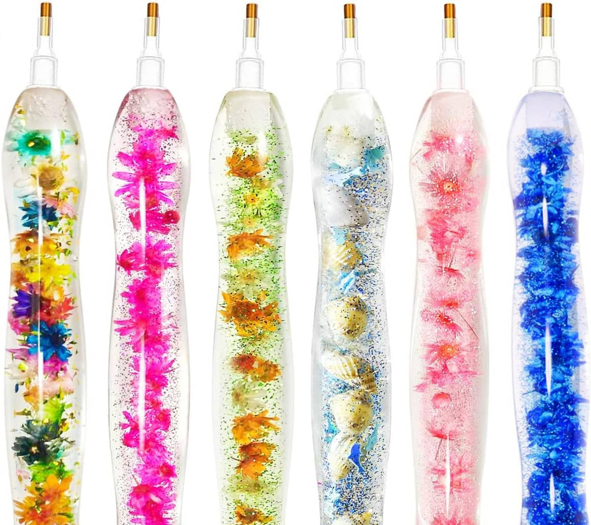 Set of colorful diamond painting drill pen gem picker tools with multi-color accents