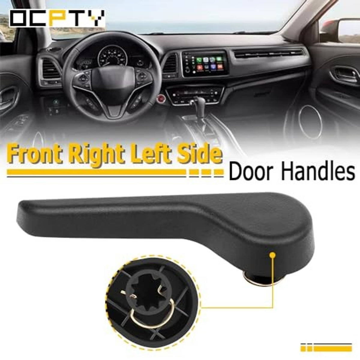 Black seat adjuster lever handle, front right/left side with highlighted mounting