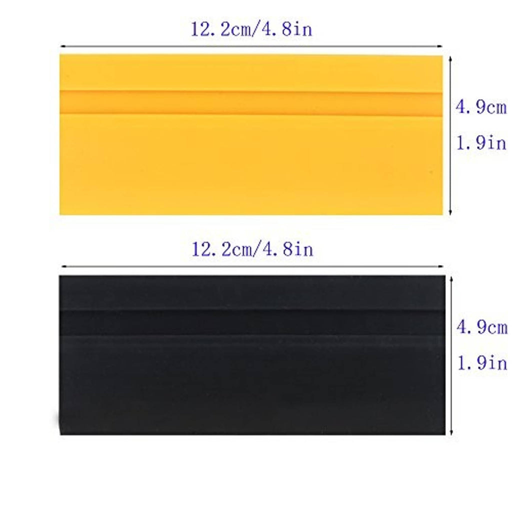 Yellow and black squeegee blade with visible size measurements