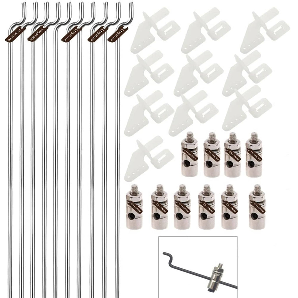 10-piece stainless steel hanging rod hooks with white plastic hanger tabs