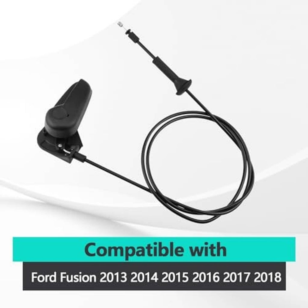 Black hood release cable pull handle assembly with cable loop and mounting base