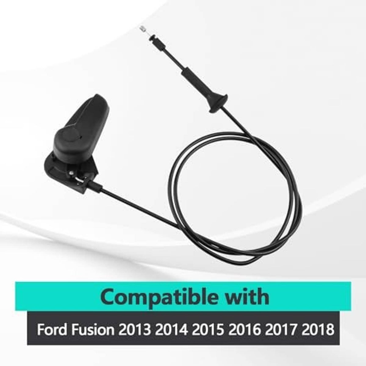 Black hood release cable pull handle assembly with cable loop and mounting base