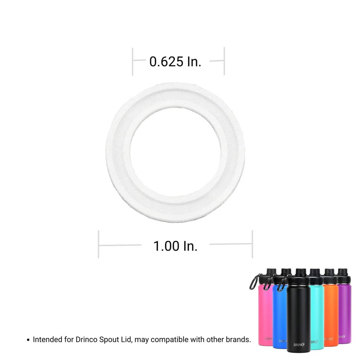 White silicone circular seal gasket, 1.00 in diameter with 0.625 in width
