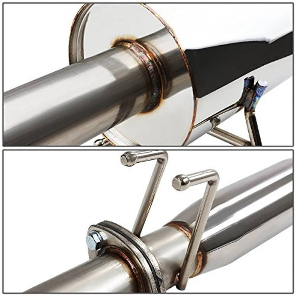 Stainless exhaust section with slip joint, V-band clamp, and weld seam details