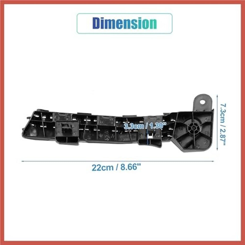 Front bumper mounting support bracket with dimension markings, black