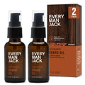 Every Man Jack aged bourbon beard oil, 2-pack bottles with pump and cardboard box