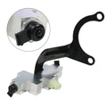 Brake proportioning valve with black bracket and silver housing, green plastic connector