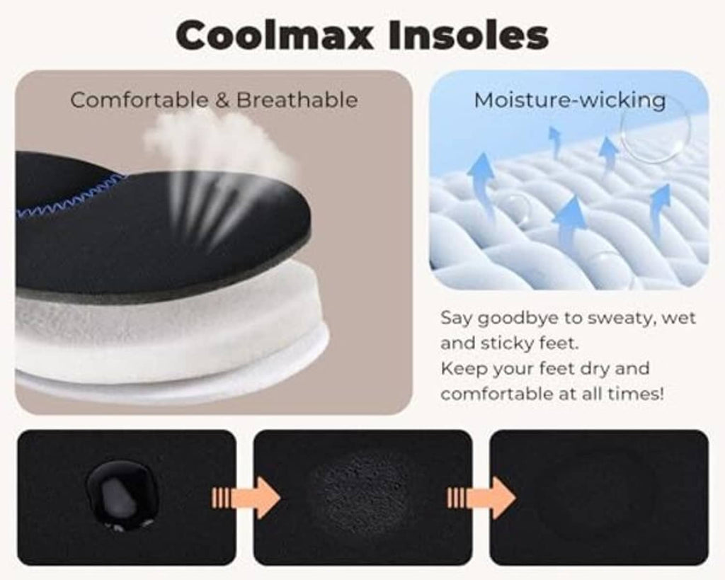 Dark slipper insole area shown with moisture-wicking, textured comfort padding