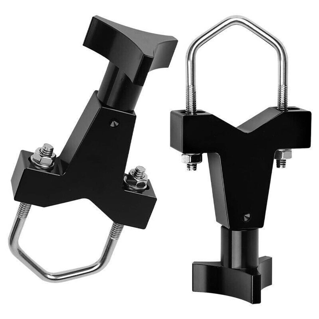 Black tube mount jack bracket with U-bolts and mounting plate, pair